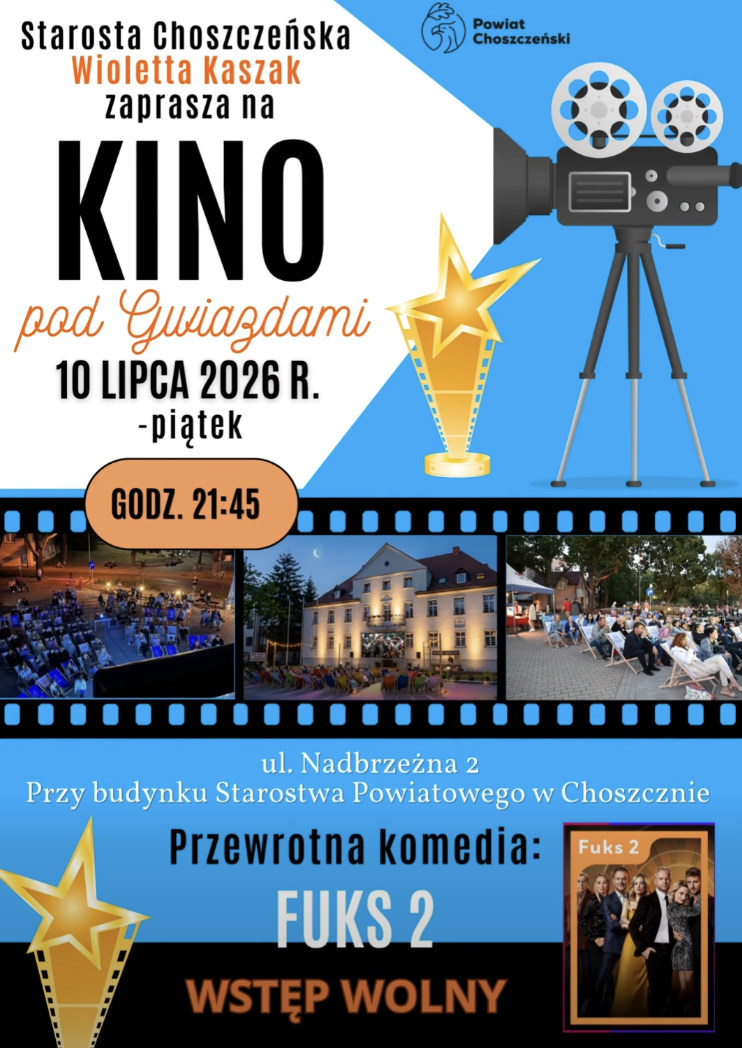 Kino pod Gwiazdami w Choszcznie – filmowy wieczór pod gołym niebem już dziś